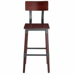 Lancaster Table & Seating Rustic Industrial Bar Height Chair With Mahogany Finish -Lancaster Table & Seating Shop 1929127