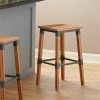 Lancaster Table & Seating Rustic Industrial Backless Bar Stool With Antique Natural Wood Finish