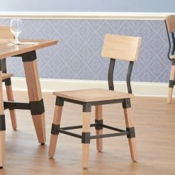 Lancaster Table & Seating Rustic Industrial Dining Side Chair With White Wash Finish