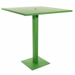 BFM Seating Beachcomber-Margate 32" Square Lime Aluminum Bar Height Outdoor / Indoor Table With Square Base And Umbrella Hole