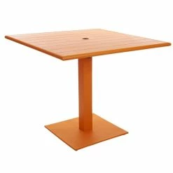 BFM Seating Beachcomber-Margate 32" Square Citrus Aluminum Dining Height Outdoor / Indoor Table With Square Base And Umbrella Hole