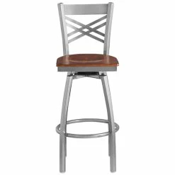 Lancaster Table & Seating Clear Coat Finish Cross Back Swivel Bar Stool With Antique Walnut Wood Seat 7 Lancaster Table & Seating Clear Coat Finish Cross Back Swivel Bar Stool With Antique Walnut Wood Seat -Lancaster Table & Seating Shop 1937613