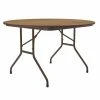 Correll 48" Round Medium Oak Light Duty Melamine Folding Table With Brown Frame