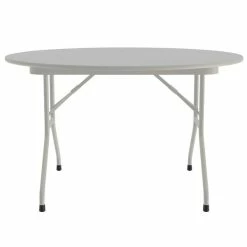 Correll 48" Round Gray Granite Light Duty Melamine Folding Table With Gray Frame -Lancaster Table & Seating Shop 1942704