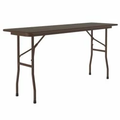 Correll Folding Table, 18" X 60" Melamine Top, Walnut