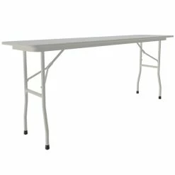 Correll 18" X 96" Gray Granite Light Duty Melamine Folding Table With Gray Frame