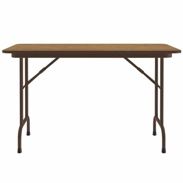 Correll 24" X 48" Medium Oak Light Duty Melamine Folding Table 2 Correll 24" X 48" Medium Oak Light Duty Melamine Folding Table - Image 2