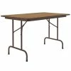 Correll 30" X 48" Medium Oak Light Duty Melamine Folding Table With Brown Frame