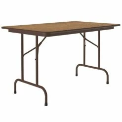 Correll 30" X 48" Medium Oak Light Duty Melamine Folding Table With Brown Frame
