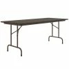 Correll Folding Table, 24" X 72" Melamine Top, Walnut