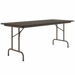 Correll Folding Table, 24" X 72" Melamine Top, Walnut