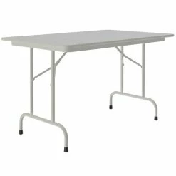 Correll 30" X 48" Gray Granite Light Duty Melamine Folding Table With Gray Frame