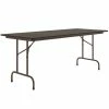 Correll Folding Table, 30" X 72" Melamine Top, Walnut