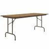 Correll Folding Table, 30" X 72" Melamine Top, Medium Oak