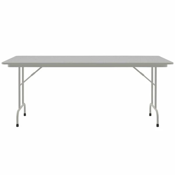 Correll 36" X 72" Gray Granite Light Duty Melamine Folding Table With Gray Frame 2 Correll 36" X 72" Gray Granite Light Duty Melamine Folding Table With Gray Frame - Image 2