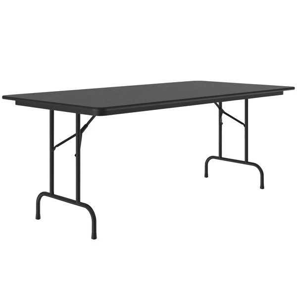 Correll 36" X 72" Black Granite Light Duty Melamine Folding Table With Black Frame 1 Correll 36" X 72" Black Granite Light Duty Melamine Folding Table With Black Frame