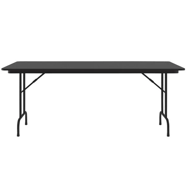 Correll 36" X 72" Black Granite Light Duty Melamine Folding Table With Black Frame 2 Correll 36" X 72" Black Granite Light Duty Melamine Folding Table With Black Frame - Image 2