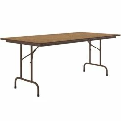 Correll 36" X 96" Medium Oak Light Duty Melamine Folding Table