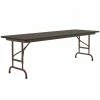 Correll 24" X 60" Walnut Light Duty Melamine Adjustable Height Folding Table With Brown Frame