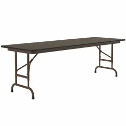 Correll 24" X 60" Walnut Light Duty Melamine Adjustable Height Folding Table With Brown Frame