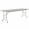 Correll 24" X 60" Gray Granite Light Duty Melamine Adjustable Height Folding Table With Gray Frame