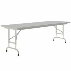 Correll 24" X 60" Gray Granite Light Duty Melamine Adjustable Height Folding Table With Gray Frame