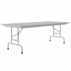 Correll 30" X 60" Gray Granite Light Duty Melamine Adjustable Height Folding Table With Gray Frame
