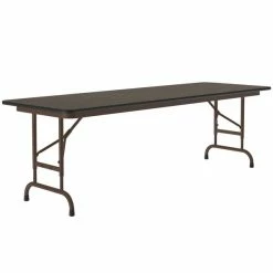Correll 24" X 72" Walnut Light Duty Melamine Adjustable Height Folding Table With Brown Frame