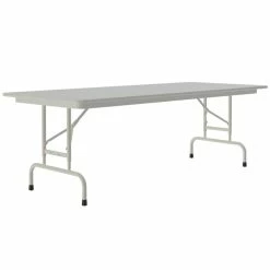 Correll 30" X 72" Gray Granite Light Duty Melamine Adjustable Height Folding Table With Gray Frame