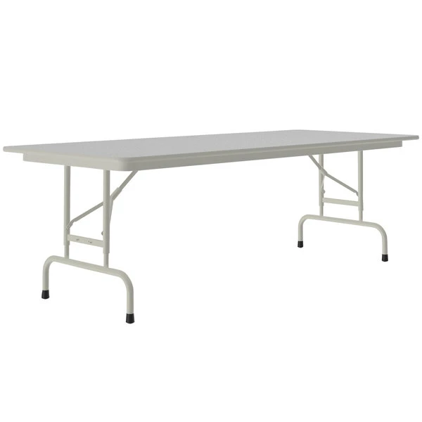 Correll 30" X 96" Gray Granite Light Duty Melamine Adjustable Height Folding Table With Gray Frame 1 Correll 30" X 96" Gray Granite Light Duty Melamine Adjustable Height Folding Table With Gray Frame