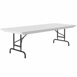 Correll Adjustable Height Folding Table, 30" X 60" Plastic, Gray - Standard Legs - R-Series