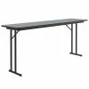 Correll 18" X 60" Rectangular Gray Granite High-Pressure Folding Seminar Table With Off-Set Legs