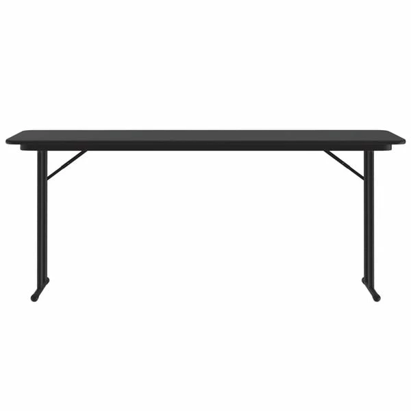 Correll 18" X 72" Rectangular Black Granite High Pressure Folding Seminar Table With Off-Set Legs 2 Correll 18" X 72" Rectangular Black Granite High Pressure Folding Seminar Table With Off-Set Legs - Image 2