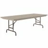 Correll Heavy Duty Folding Table, 30" X 96" Adjustable Height Blow-Molded Plastic, Mocha Granite - R-Series