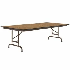 Correll 30" X 72" Medium Oak Light Duty Melamine Adjustable Height Folding Table
