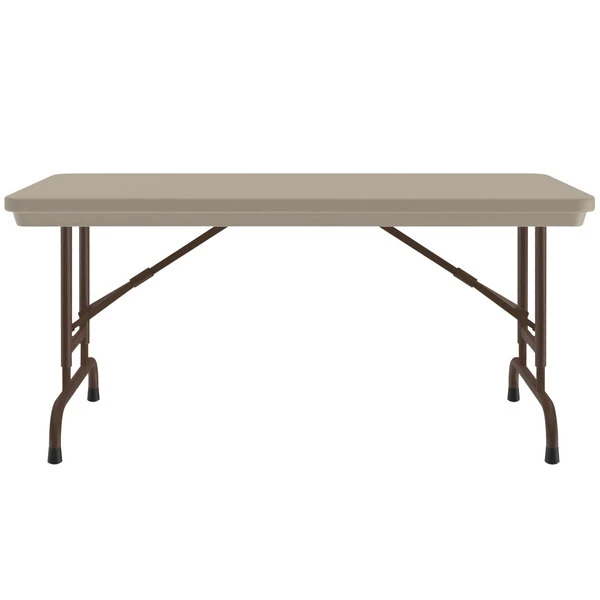Correll R-Series 24" X 48" Mocha Granite Heavy-Duty Adjustable Height Folding Table 2 Correll R-Series 24" X 48" Mocha Granite Heavy-Duty Adjustable Height Folding Table - Image 2