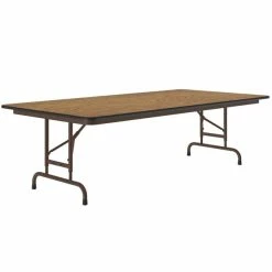 Correll 30" X 96" Medium Oak Light Duty Melamine Adjustable Height Folding Table