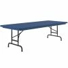 Correll Adjustable Height Folding Table, 30" X 60" Plastic, Blue - Standard Legs - R-Series