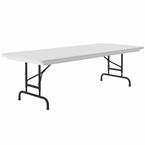 Correll Adjustable Height Folding Table, 30" X 96" Plastic, Granite Gray - R-Series 1 Correll Adjustable Height Folding Table, 30" X 96" Plastic, Granite Gray - R-Series