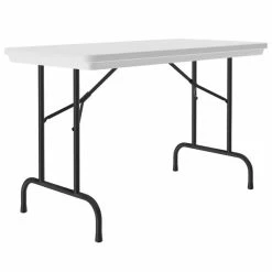Correll Heavy-Duty Folding Table, 24" X 48" Blow-Molded Plastic, Gray Granite