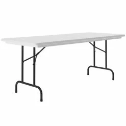 Correll Heavy-Duty Folding Table, 30" X 96" Blow-Molded Plastic, Gray Granite