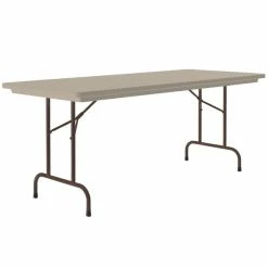 Correll Heavy-Duty Folding Table, 30" X 60" Blow-Molded Plastic, Mocha Granite