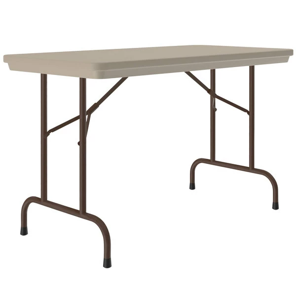 Correll Heavy-Duty Folding Table, 24" X 48" Blow-Molded Plastic, Mocha Granite 1 Correll Heavy-Duty Folding Table, 24" X 48" Blow-Molded Plastic, Mocha Granite