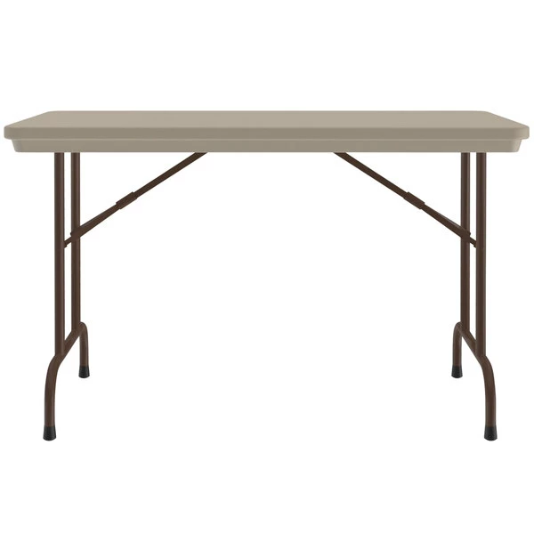 Correll Heavy-Duty Folding Table, 24" X 48" Blow-Molded Plastic, Mocha Granite 2 Correll Heavy-Duty Folding Table, 24" X 48" Blow-Molded Plastic, Mocha Granite - Image 2