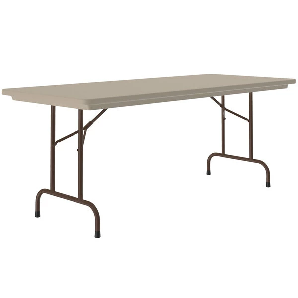 Correll Heavy-Duty Folding Table, 30" X 96" Blow-Molded Plastic, Mocha Granite 1 Correll Heavy-Duty Folding Table, 30" X 96" Blow-Molded Plastic, Mocha Granite