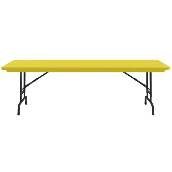 Correll Adjustable Height Folding Table, 30" X 72" Plastic, Yellow - Standard Legs - R-Series 2 Correll Adjustable Height Folding Table, 30" X 72" Plastic, Yellow - Standard Legs - R-Series - Image 2