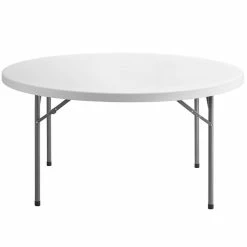 Choice 60" Round White Plastic Folding Table -Lancaster Table & Seating Shop 1966884