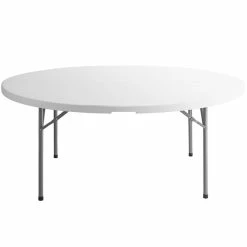 Choice 72" Round White Plastic Folding Table -Lancaster Table & Seating Shop 1966887
