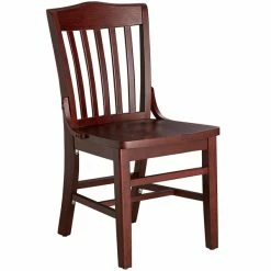 Lancaster Table & Seating Mahogany Finish Wooden School House Chair