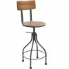 BFM Seating Lincoln Screw Barstool With Clear Coated Steel Frame And Autumn Ash Veneer Wood Back And Seat